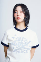 ユニバーサルプリント ½Tシャツ (ivory/navy)