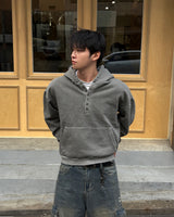 Fleece Henley Neck Pigment Hoodie