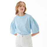 ピンタックパフＴシャツ　スカイブルー