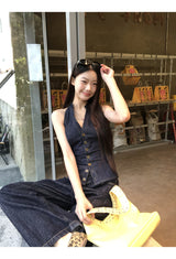 Cowgirl denim V-neck sleeveless top