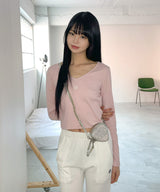 STITCH V NECK LONG SLEEVE T-SHIRT [4color]