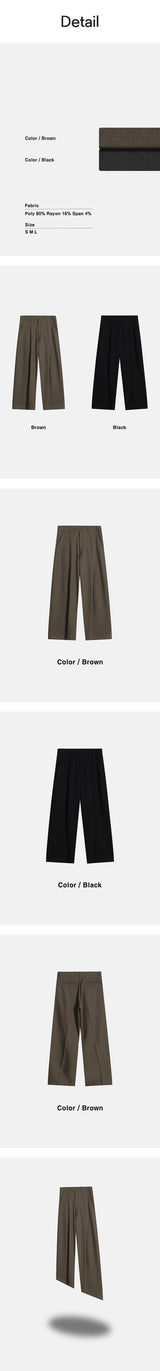 [SET UP가능] Deep one tuck wide slacks(2color)