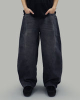 Low curve cargo denim jeans (Black)