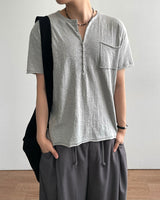 Pochi Slub Henley Neck Short Sleeve T