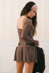 Scoop knit dress - brown
