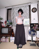 (2color) Frill Wide Ribbon Banding Pants