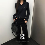 ツイーティー フリルカラー ポルカドットロングスリーブTシャツ