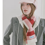 3 Stripe Knit Muffler (Cherry, Pink, Cream)