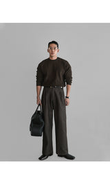 Cotton Button Round Knit [Brown]
