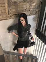 [BELLIDE MADE] Flared denim jacket & blouse
