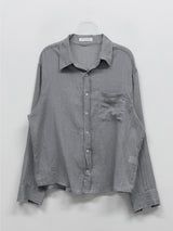 [Unisex] Fomi Linen Check Over Fit Shirt