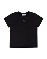 W Chest Logo Crop Short Sleeve Black