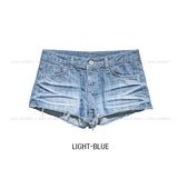 Vintage low rise wrinkle denim shorts