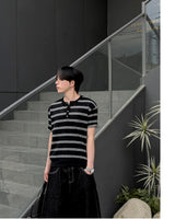 Diron Striped Henley Knit