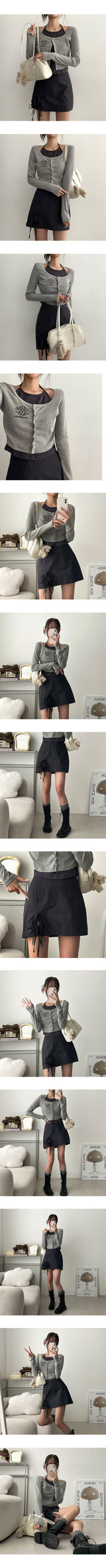 Tins Embroidered Layered Sleeveless Cardigan Set