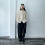 Textured Draped Wide Pants
