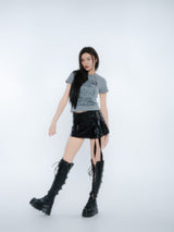 PLEATES WRAP SKIRT [BLACK]