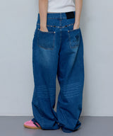 BOHEMIAN STUDDED DENIM PANTS (BLUE)_F24ZD883