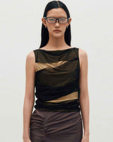 Mesh Layered Sleeveless _ BLACK