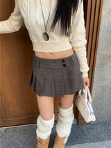 ラップチェックプリーツミニスカート