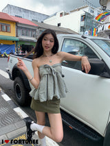 カーキスティーディHラインミニスカート