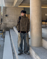 [Lined Fur] Weave Corduroy Hood Jacket