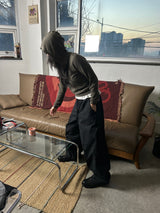 (4colors) rib knit bt hood T-shirt