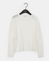 Miken open shoulder button wool long-sleeved T-shirt
