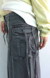 Vintage pocket washed long skirt