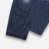 Curved brush denim pants