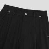 A-line Curved Wide Cotton Pants 3COLOR