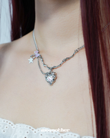 Aurora Heart Ribbon Necklace