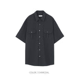 LMN Enle サマーナイロンウェスタンセットアップ半袖ジャケット (3 colors)