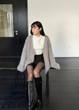 Yosen over fit buckle fur cardigan [2co]
