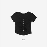ルーセント シャーリング ボタン クロップ Tシャツ