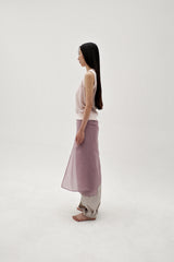 Linen oval neck knit, Pink