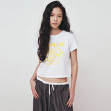 NICOLE ROSE PRINTING CROP TOP_WHITE SILVER