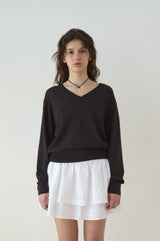 T/T Standard v-neck knit- dark gray