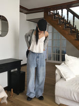 [MADE] Betz light washing back banding wide denim pants