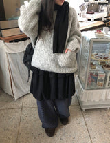 キカムストライプバンディングワイドブラッシュドパンツ