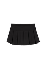 Hugging ribbon pleated skirt, Black