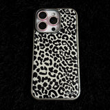 [MADE] Leopard (Black&White) Epoxy Silver Bumper iPhone Case