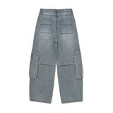 Blunt denim fatigue pants / Washed blue