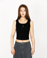 W Chest Logo Crop Short Sleeve BLACK