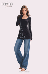Trend lettering long-sleeve tee