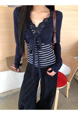 Bolero Layered Stripe Long Sleeve Top