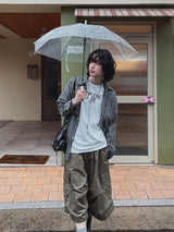 Bulky pintuck cargo Bermuda pants