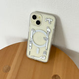[MagSafe phone case] キルトラインキャット フォンケース