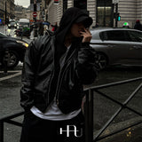 [HFORUS MADE]Layer Shoulder Hooded zip-up IN BLACK