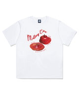 Melting Apple Printing Short Sleeve T-Shirt White